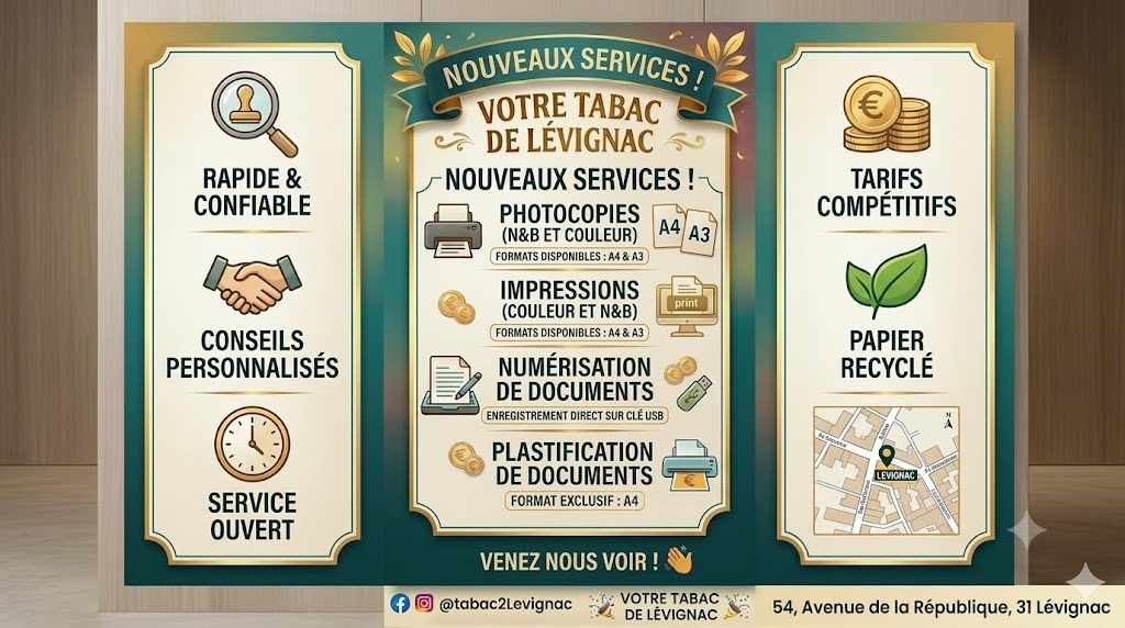 Impressions, Numérisation & La Poste à Lévignac